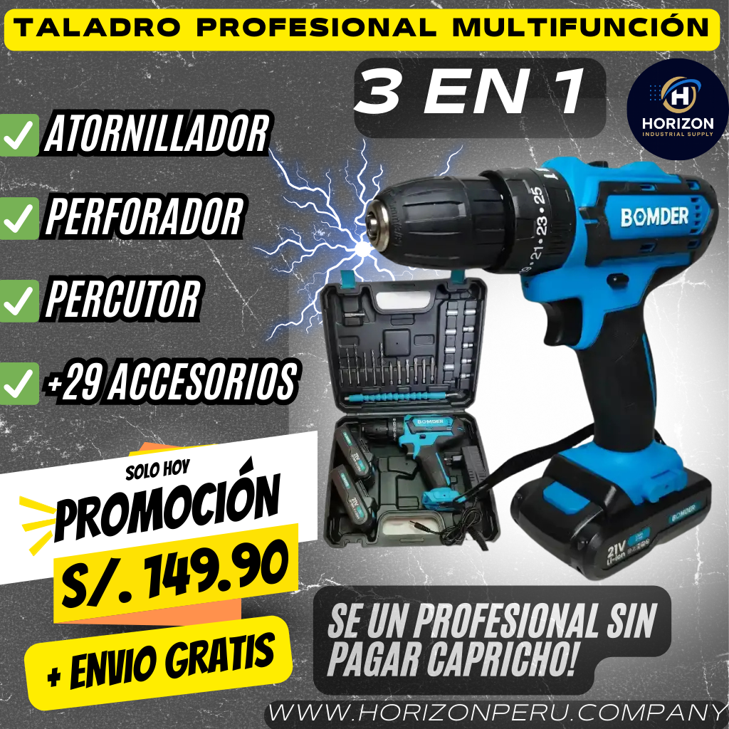 TALADRO BOMDER PROFESIONAL 3 EN 1 - MULTIFUNCIONAL